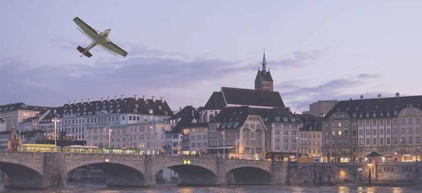 Flug über Basel